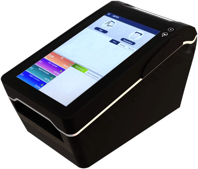 Allmark All-in-One Mini POS AMP8201 with its 8-inch touch screen and built-in receipt printer