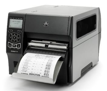 Zebra ZT420 printer with mono LCD and a wide label exiting