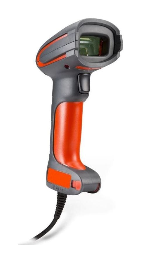 Show Honeywell Granit 1280i corded scanner, front-right view