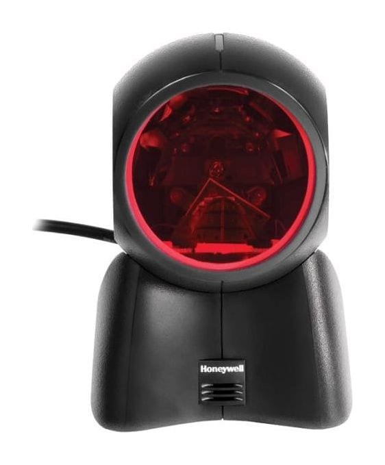 Honeywell Orbit 7190g presentation scanner in black, straight front with cable