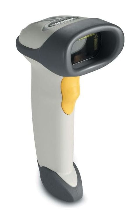 Zebra LS2208 handheld laser scanner with yellow trigger
